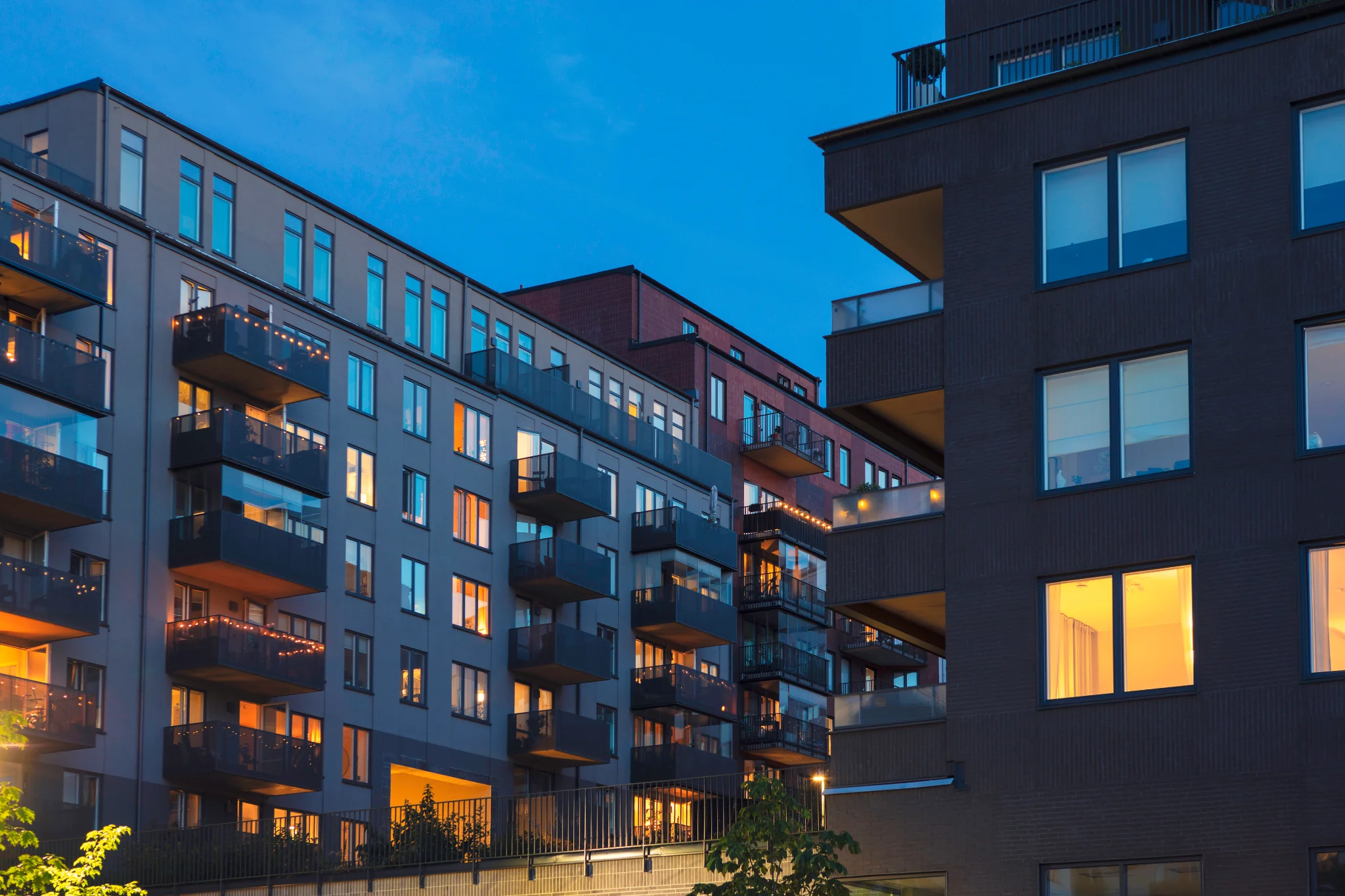Apartments exterior at dusk